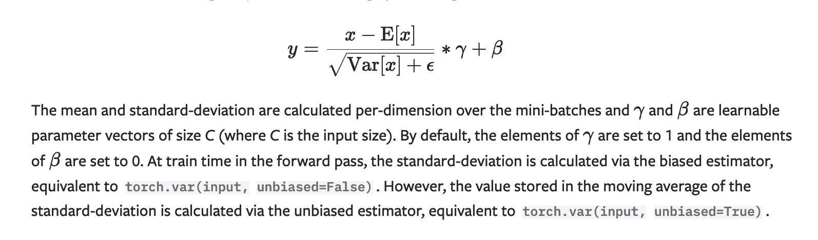 Description of batch normalization from PyTorch docs